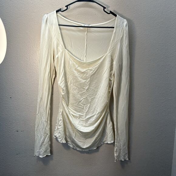 Intimately Free People Wind Down Layering Top Ivory Cream Size L Square Neck - Picture 1 of 5